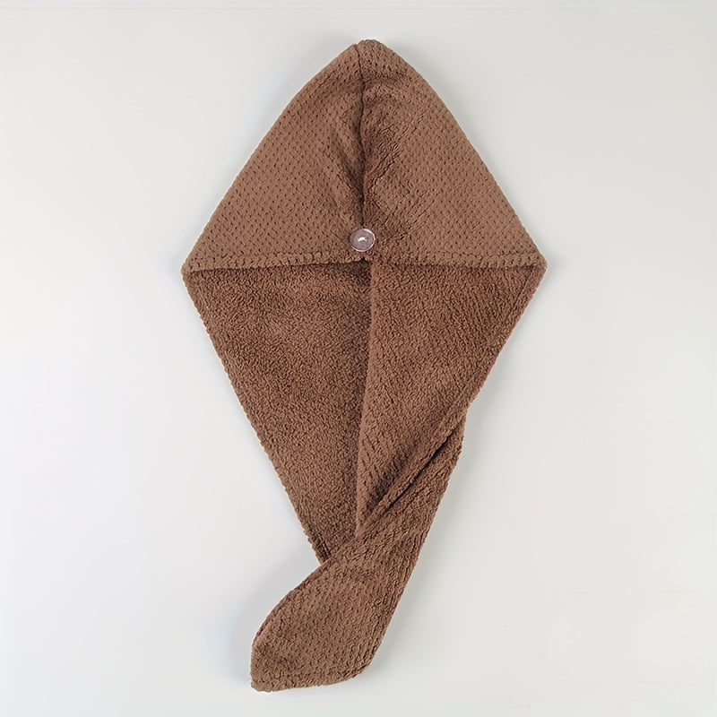 Microfiber Hair Towel with Button Quick Drying Cap Bathroom Supplies