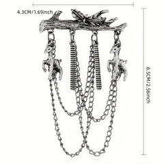 Vintage Branch Horse Comb Deer Pendant Brooch Pin