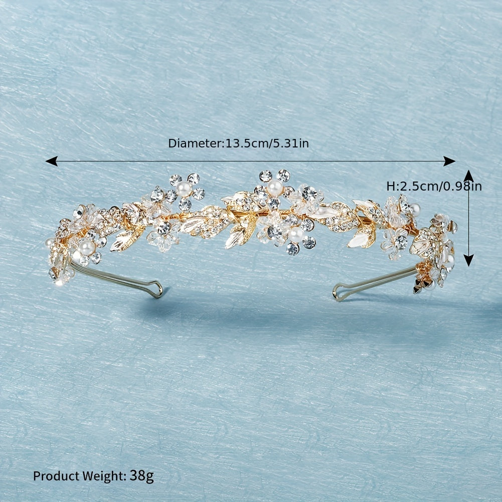 Rhinestone Faux Pearl Headband Alloy Head Hoop Queen Hair Band