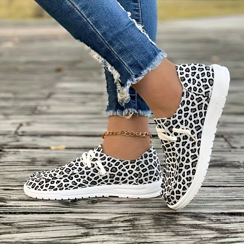 Leopard Slip On Shoes Women's Casual Lightweight Comfortable Walking Shoes