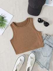 Sleeveless Crew Neck Tank Top for Women