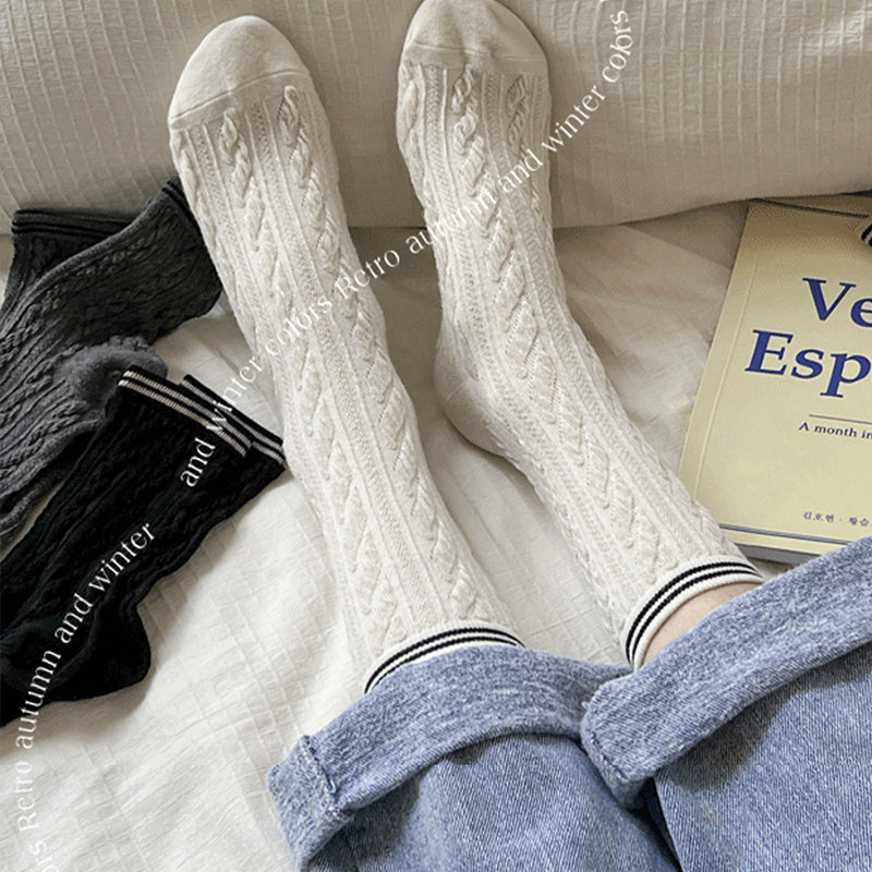 4 Pairs Women's Twist Crew Socks