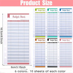 60pcs Budget Sheets 6 Rings Binder Expense Tracker Cash Envelope Planner