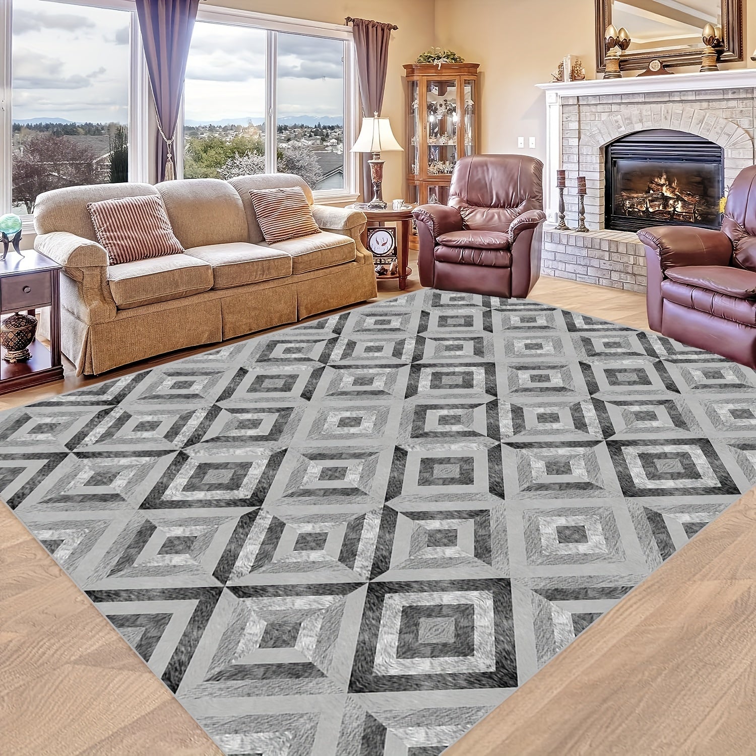 Quadrilateral Carpet for Any Space Anti Slip Easy to Clean