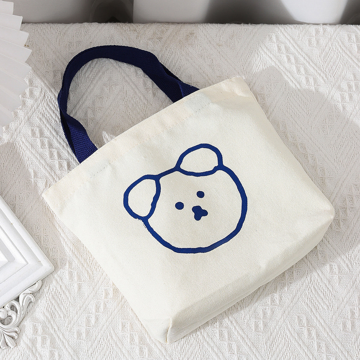 Cartoon Bear Handbag Lunch Box Bag Handle Canvas Bag