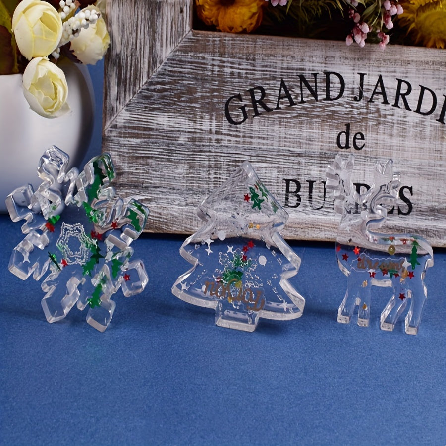 Christmas Pendant Silicone Mold Set Snowflake Elk Reindeer Keychain DIY