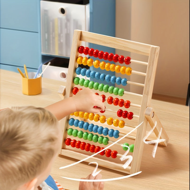 Colorful Math Learning Abacus Educational Counting Toy 10 Row Wooden Bead
