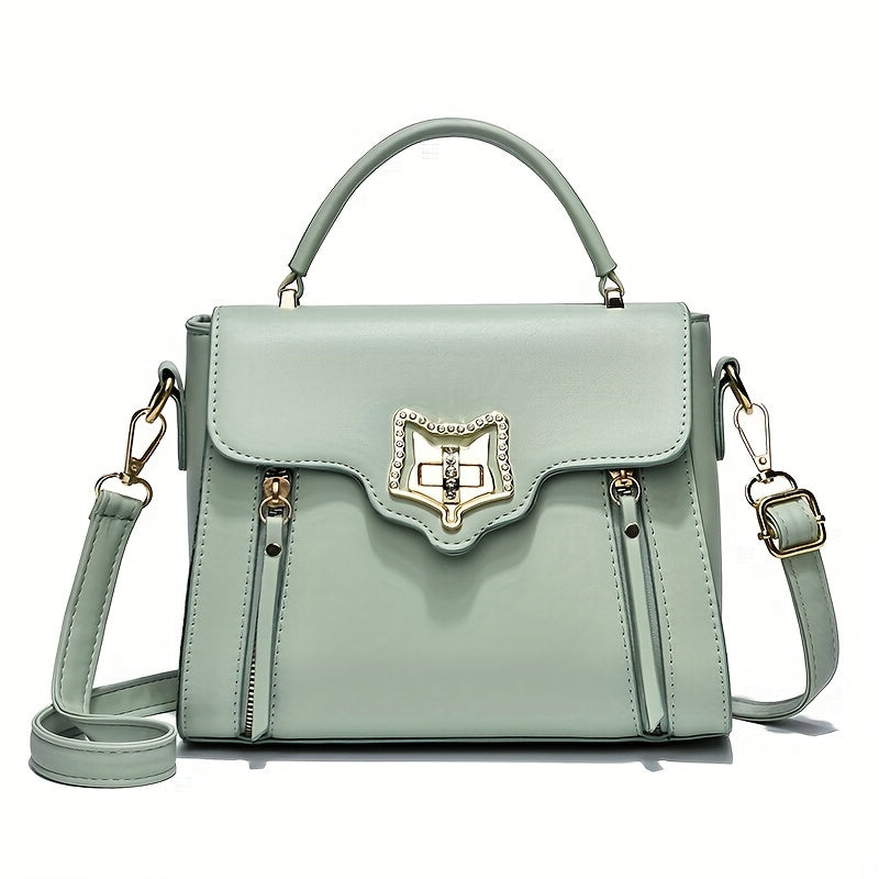 Square Handbag Turn Lock Flap Crossbody Bag