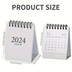 Mini Desk Calendar Aug-Dec Daily Scheduler, Double Wire Binding, Stickers