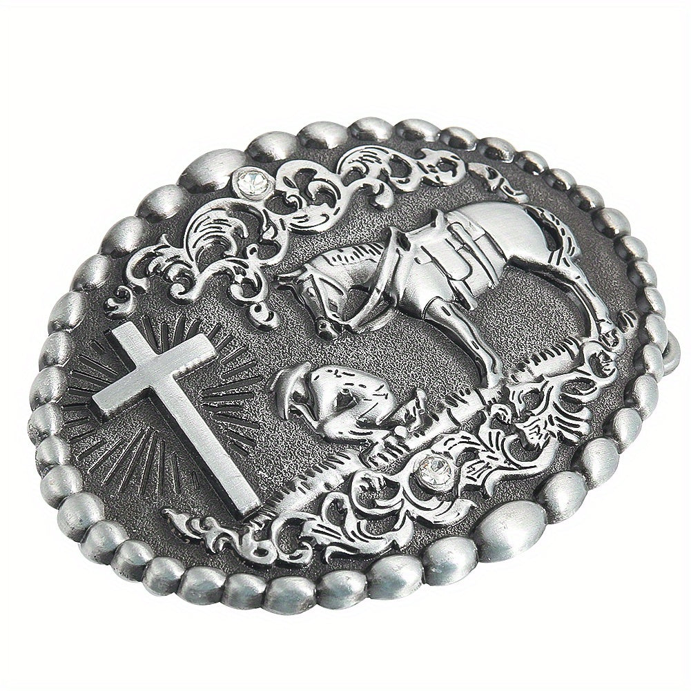 Zinc Oval Embossed Belt Buckle Charm Clasp Hook Jeans Accessory