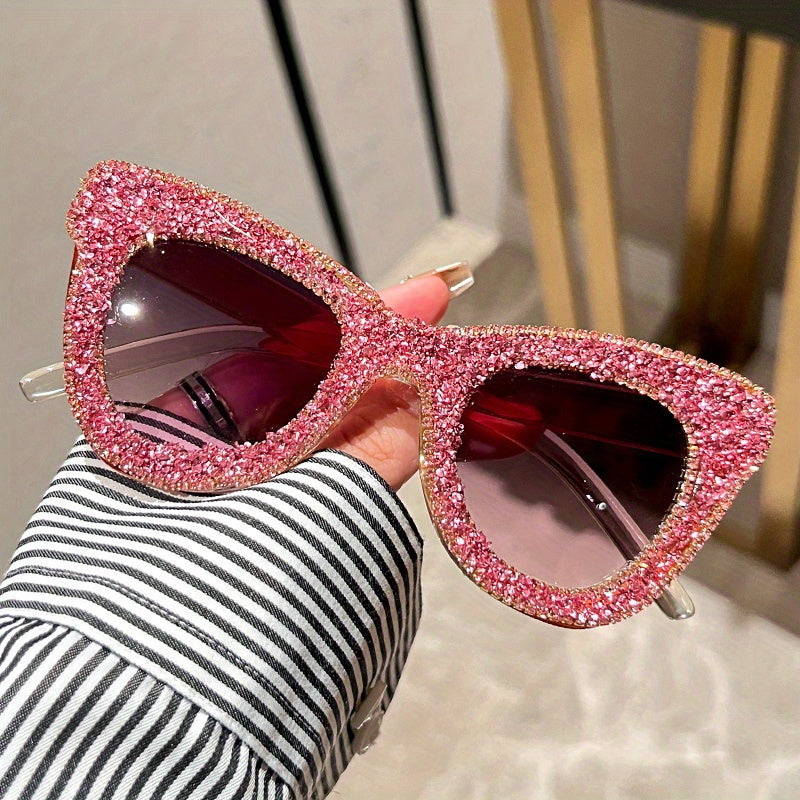 Y2K Rhinestone Cat Eye Sunglasses Bling Sun Shades UV400