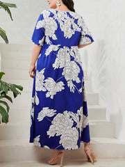 Floral Print Plus Size Kaftan Maxi Dress