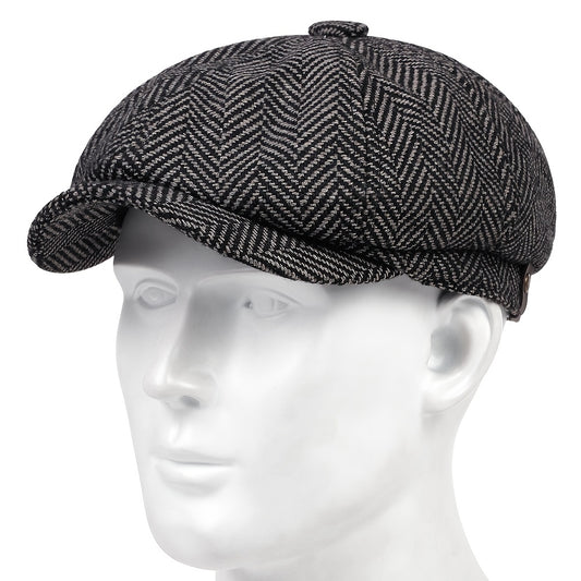 Men's Vintage Chunky Herringbone Knit Beret Hat