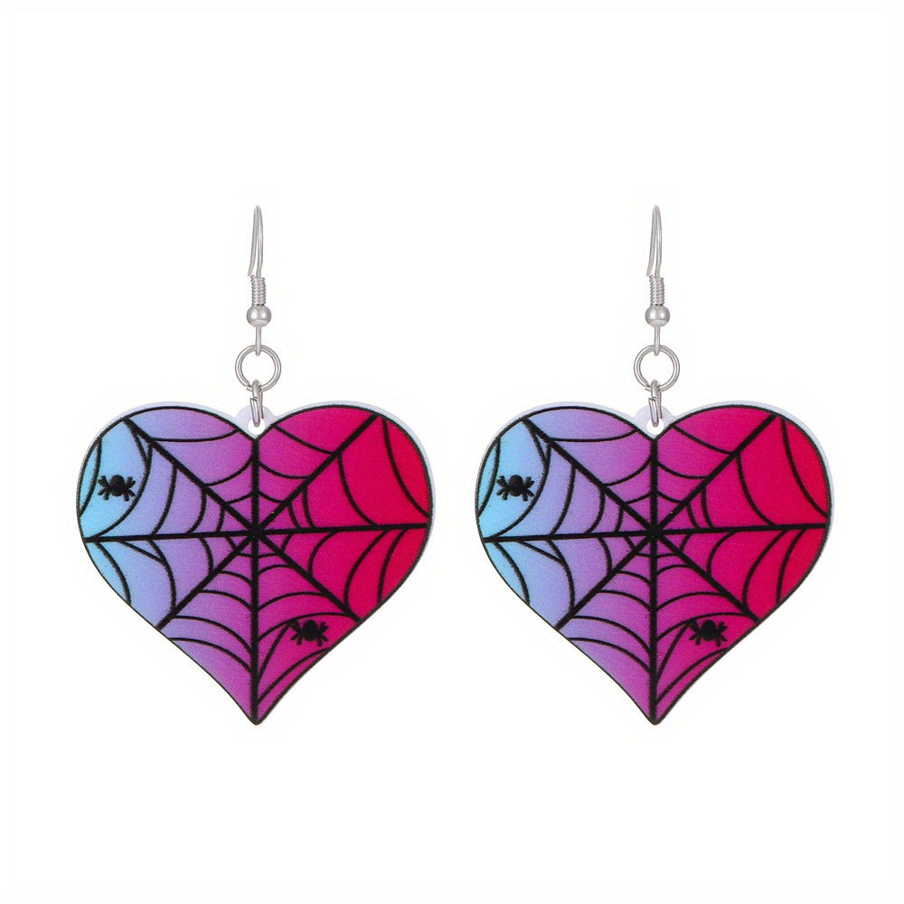 Heart Skull Bat Halloween Dangle Earrings Goth Style Ghost Ornaments