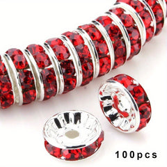 100Pcs Spacer Beads 6 8mm Silver Plated Czech Crystal Rhinestone
