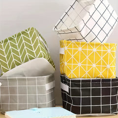 Large Capacity Foldable Plaid Storage Box