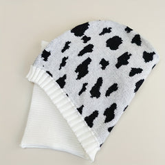 Milk Pattern Ruffles Knit Hat Elastic Warm Balaclava Hoodie Hats
