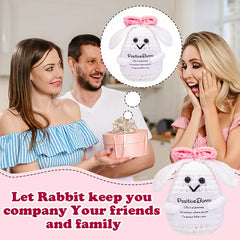 Positive Bunny Crochet Bunny with Pink Bow Perfect Gift for Women Friends Easter