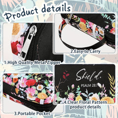 Floral Bible Case w/ Handle & Pocket, Carrying Organizer Bag for Girls