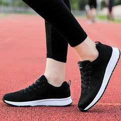 Women's Running Shoes Flying Woven Lace Up Sneakers