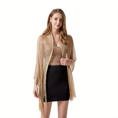 Summer Tassel Wrap Shawl Hollow Out Cape for Women