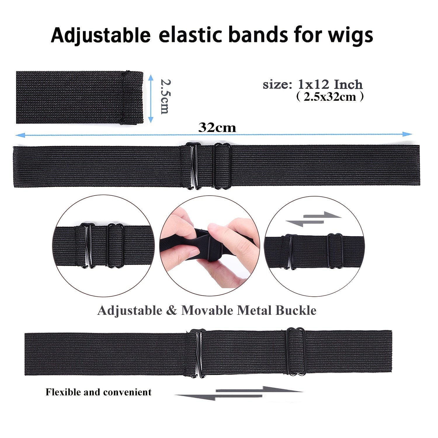 6pcs Adjustable Lace Elastic Bands Straps For Wigs