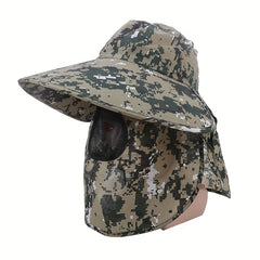 Men's Bucket Hat With Face Cover Wide Brim Sun Hat