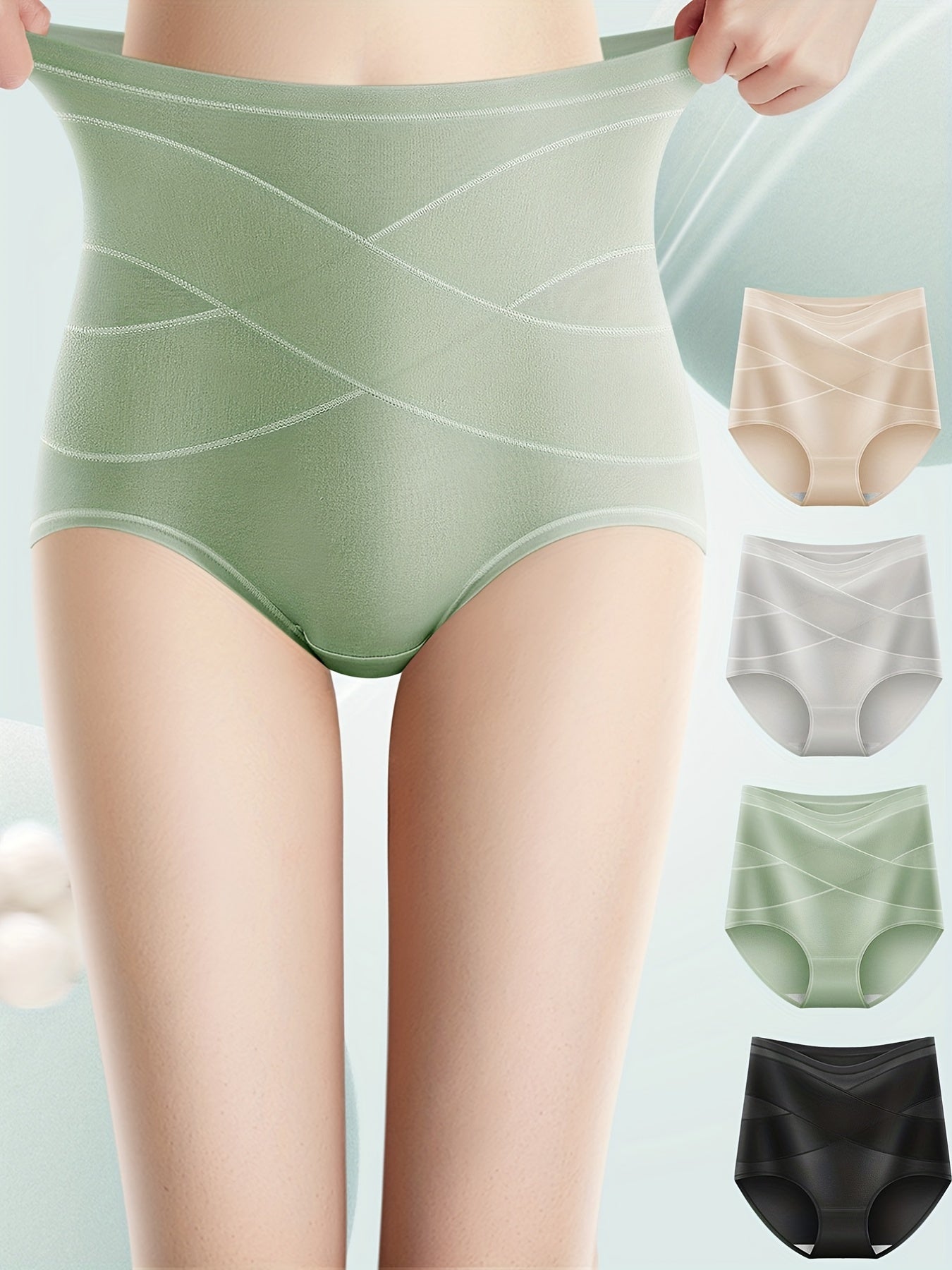 4pcs Seamless High Waist Briefs Stretchy Intimates Panties Women's Lingerie
