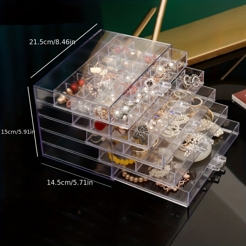Earring Jewelry Storage Box Drawer Organizer Lattice Transparent Box