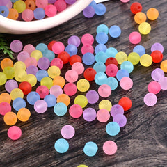 500Pcs 6mm Frosted Crystal Glass Round Spacer Beads Random Mixed Colors