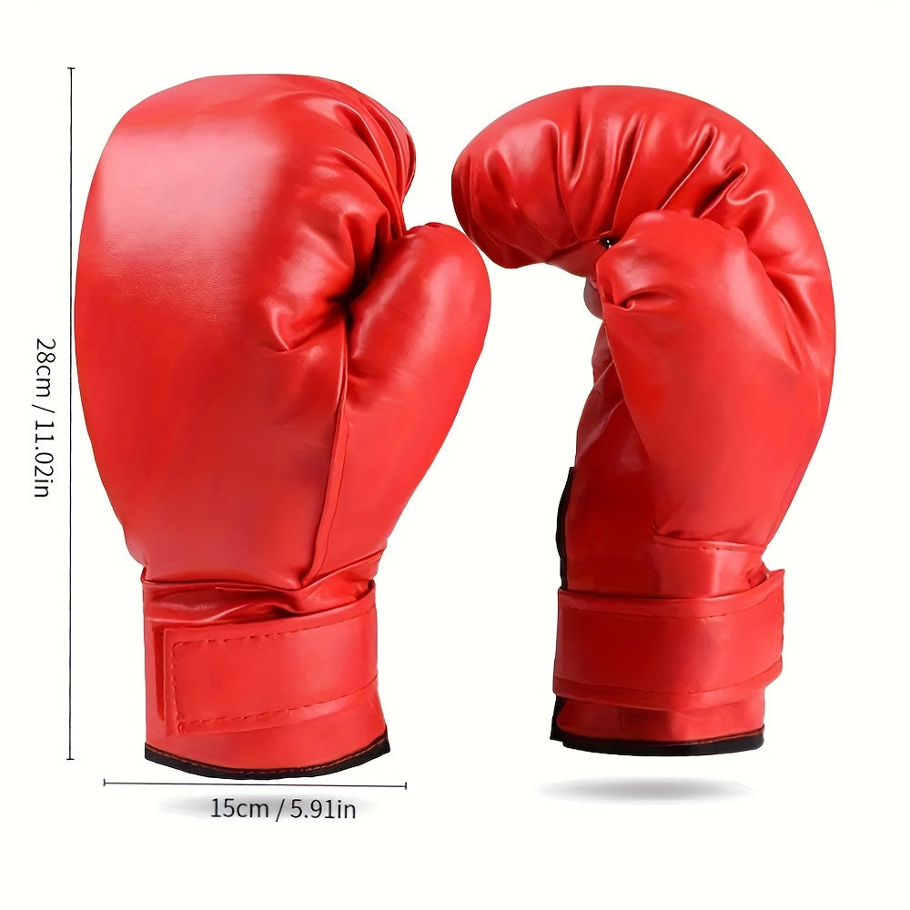 1 Pair Red Boxing Gloves PU Leather Comfortable Boxing Gloves For Punching Train