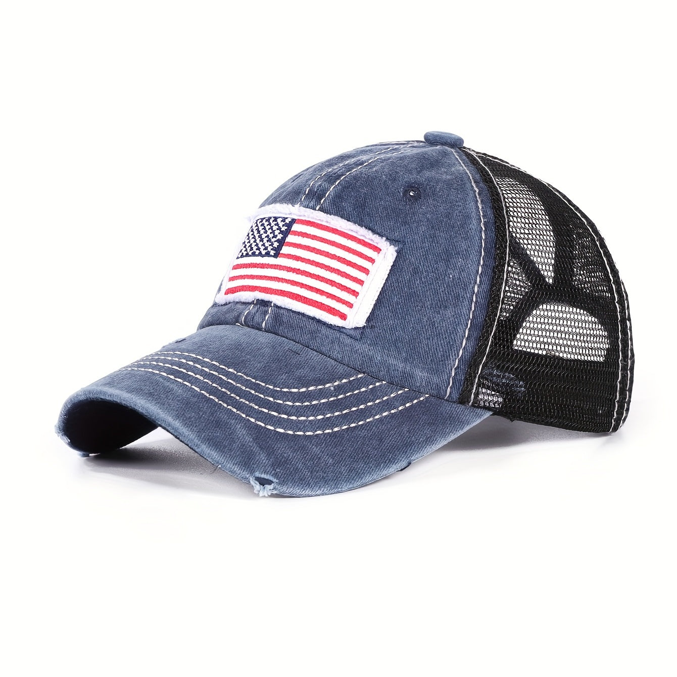 Distressed Trucker Hat Flag Patch Baseball Cap