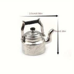 1:12 Scale Dollhouse Kettle Realistic Metallic Finish Ornament