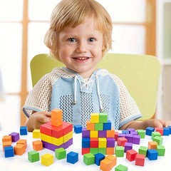 Colorful Cube Building Blocks Wooden Toys Montessori Teaching Aids