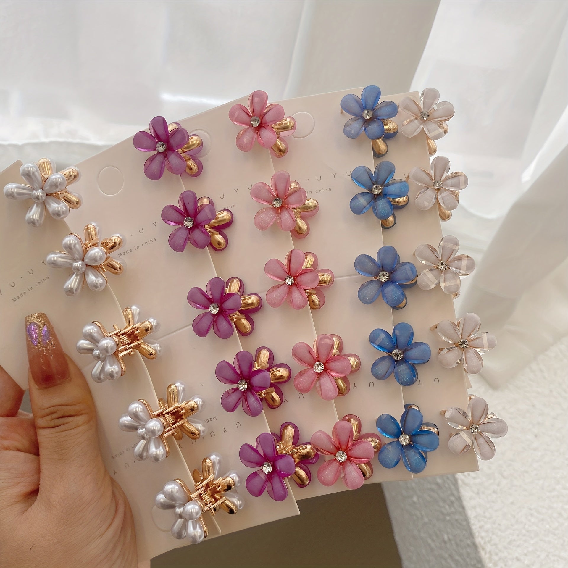 Princess Head Clip Set Faux Pearl Crystal Flower Bangs Clip