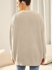  Solid Ribbed Button-Up Cardigan