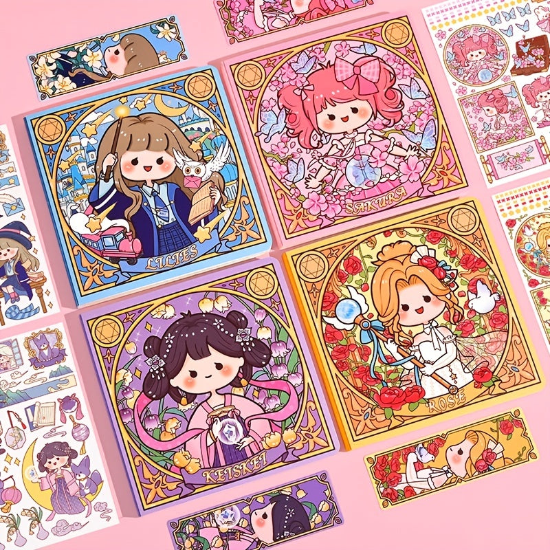 Cartoon Square Notebook + Stickers & Bookmarks for Students