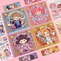 Cartoon Square Notebook + Stickers & Bookmarks for Students