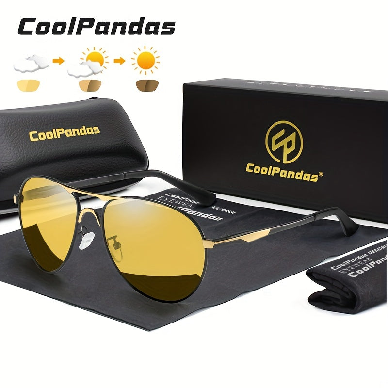 Aviation Photochromic Sunglasses Polarized Men Night Vision Driving