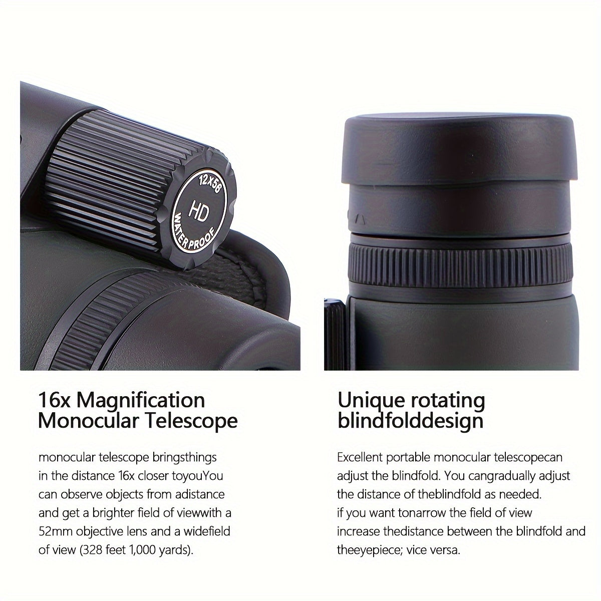 12x56 Monocular Telescope with Tripod for Adults - High Power HD Monocular