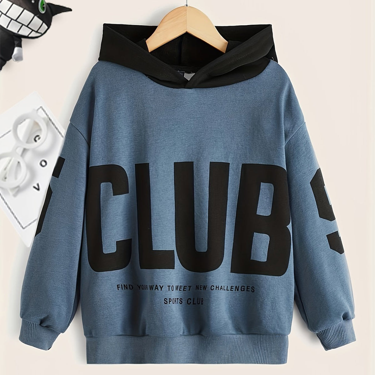 Kid's Hoodie CLUB Print Hooded Long Sleeve Top for Spring Fall