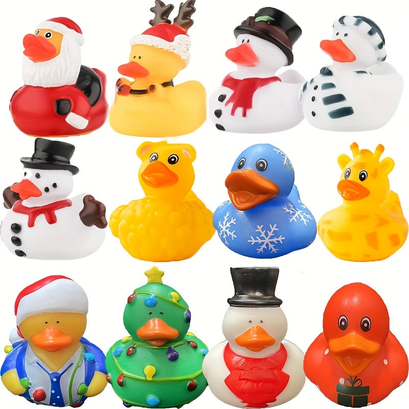 24pcs Christmas Advent Calendar Animals Toy Rubber Ducks Christmas Countdown