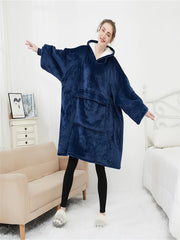  Winter Fleece Hooded Robe with Pockets