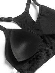 2 Pack Plus Size Seamless Racerback Sports Bras Set Women's Yoga Bralette