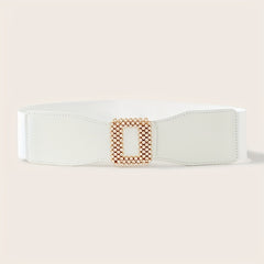 Geometric Rhinestone Buckle Belt PU Wide Be...