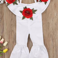 Toddler Girls' Roses Print Denim Jumpsuit & Romper