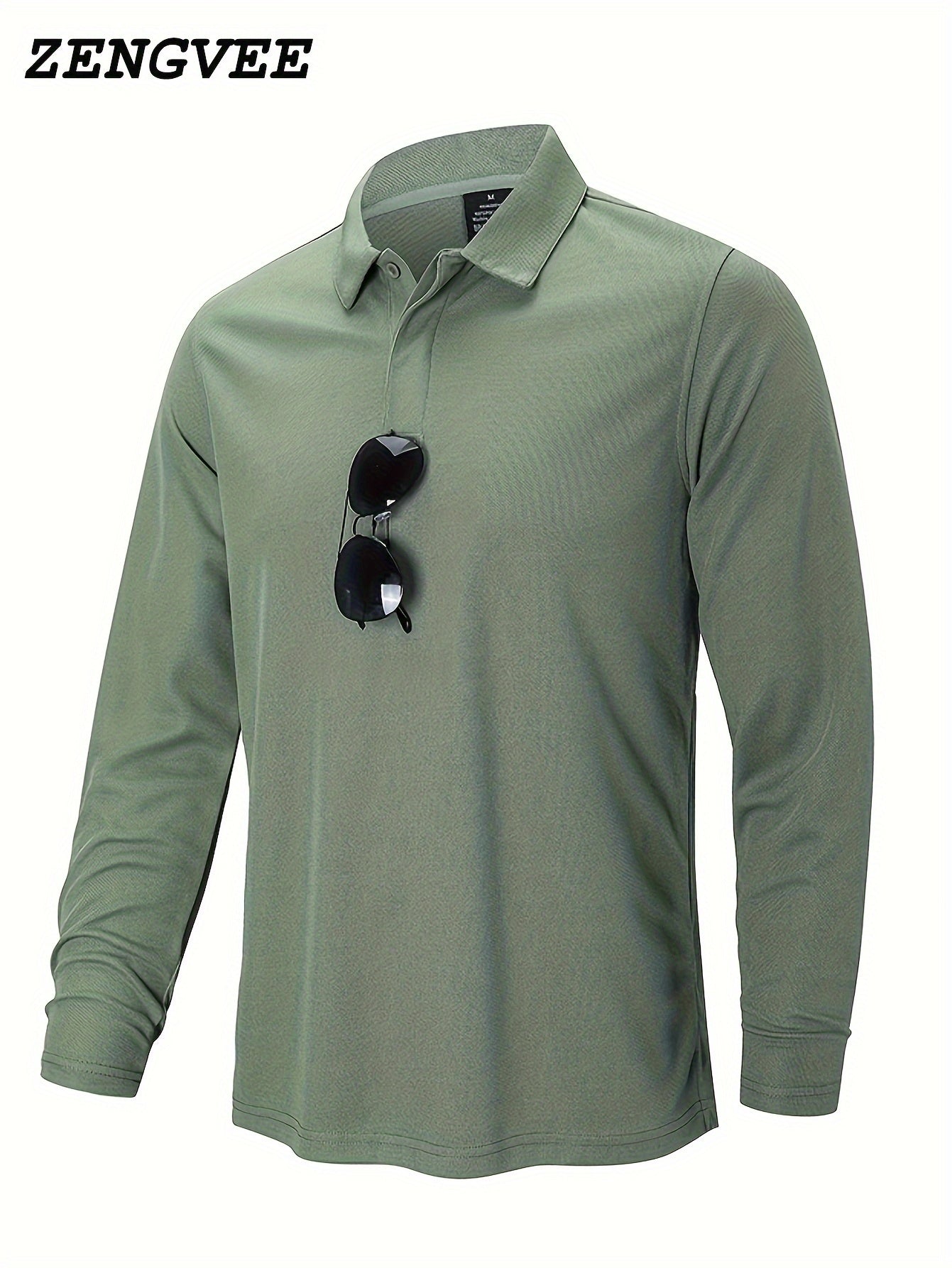 ZENGVEE Men's Quick Drying Long Sleeve Performance Golf Shirt
