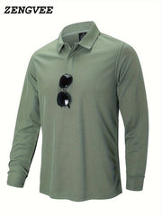 ZENGVEE Men's Quick Drying Long Sleeve Performance Golf Shirt