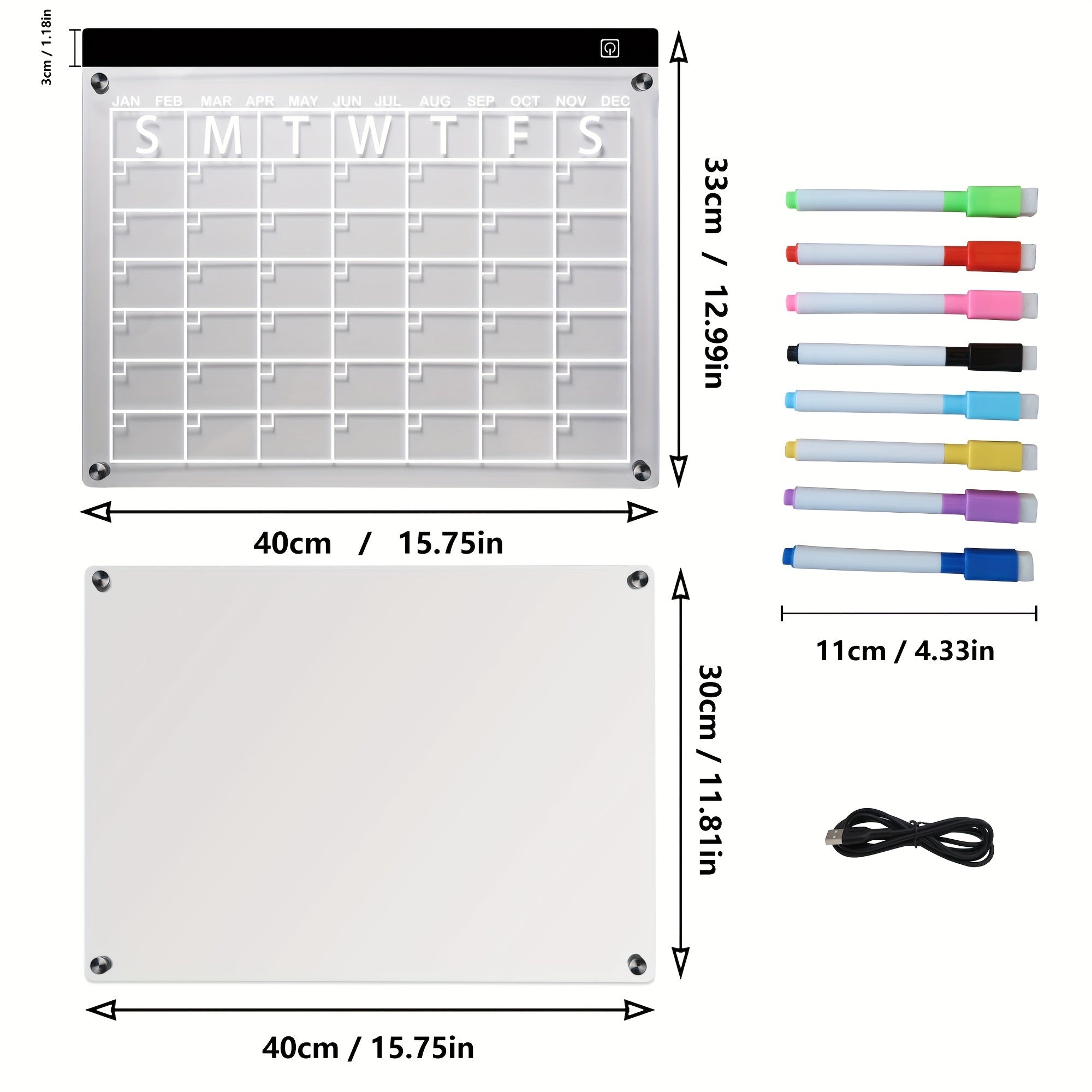 LED Acrylic Calendar Set for Fridge & Office Planning