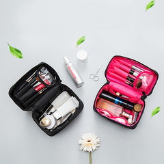 Portable Top Handle Cosmetic Bag Zipper Brush Organizer Makeup Storage Bag